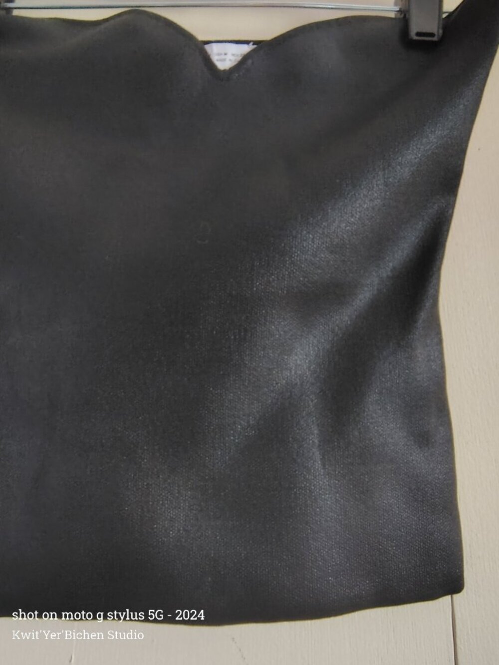 Women's Black Faux Leather Strapless Tank Top ZARA